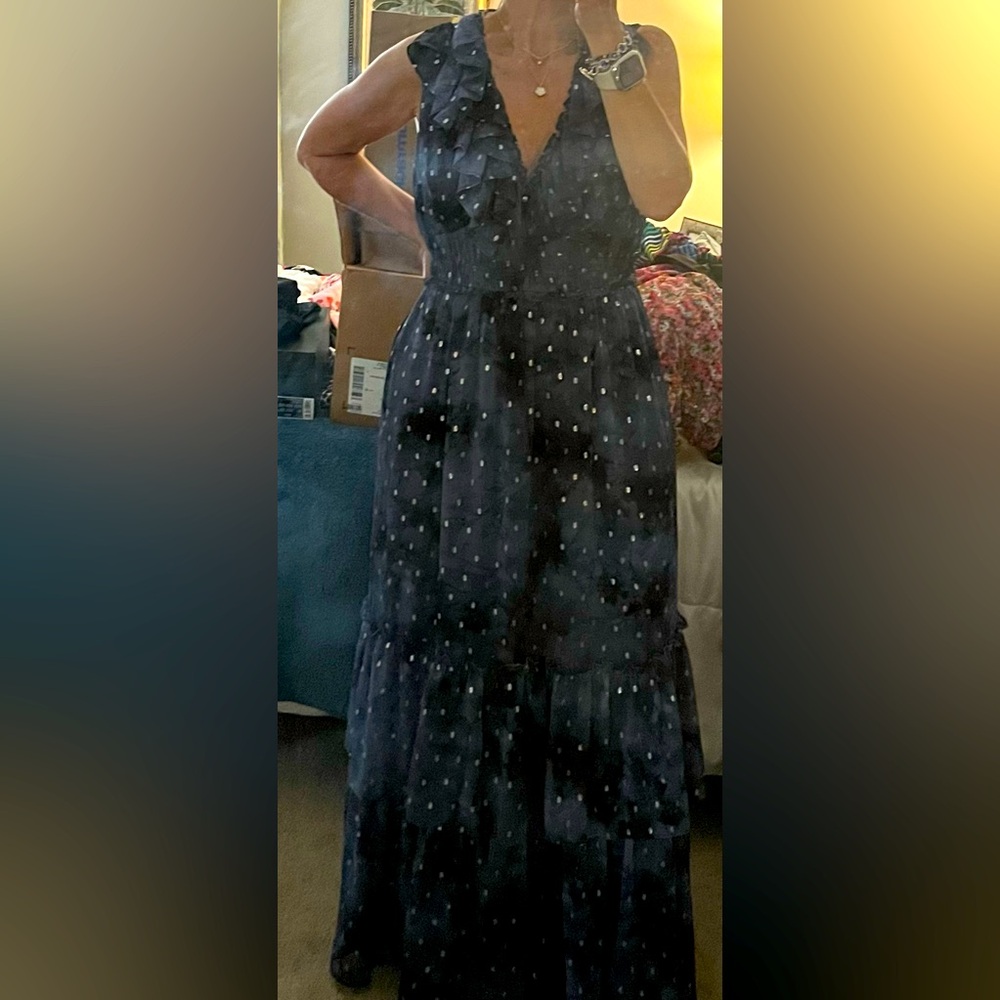 Beautiful blue maxi dress with silver.